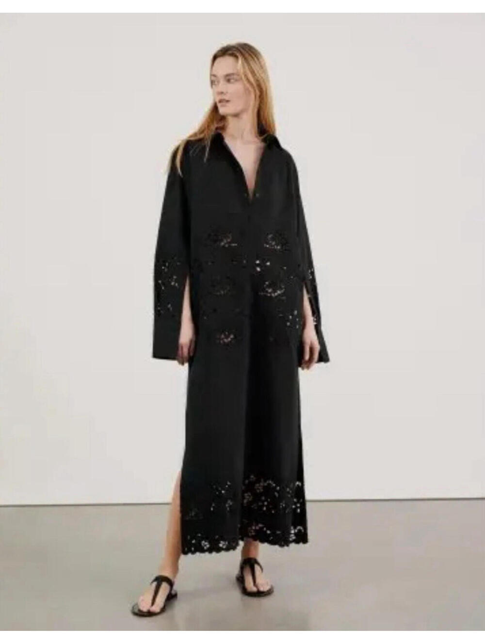 Nili Lotan Louanne Embroidered Eyelet Shirt Dress, $850 NWT, Large#2399
